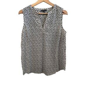 Adrianna Papell Sleeveless Polka Dot Blouse Women's Size M Black & White Top